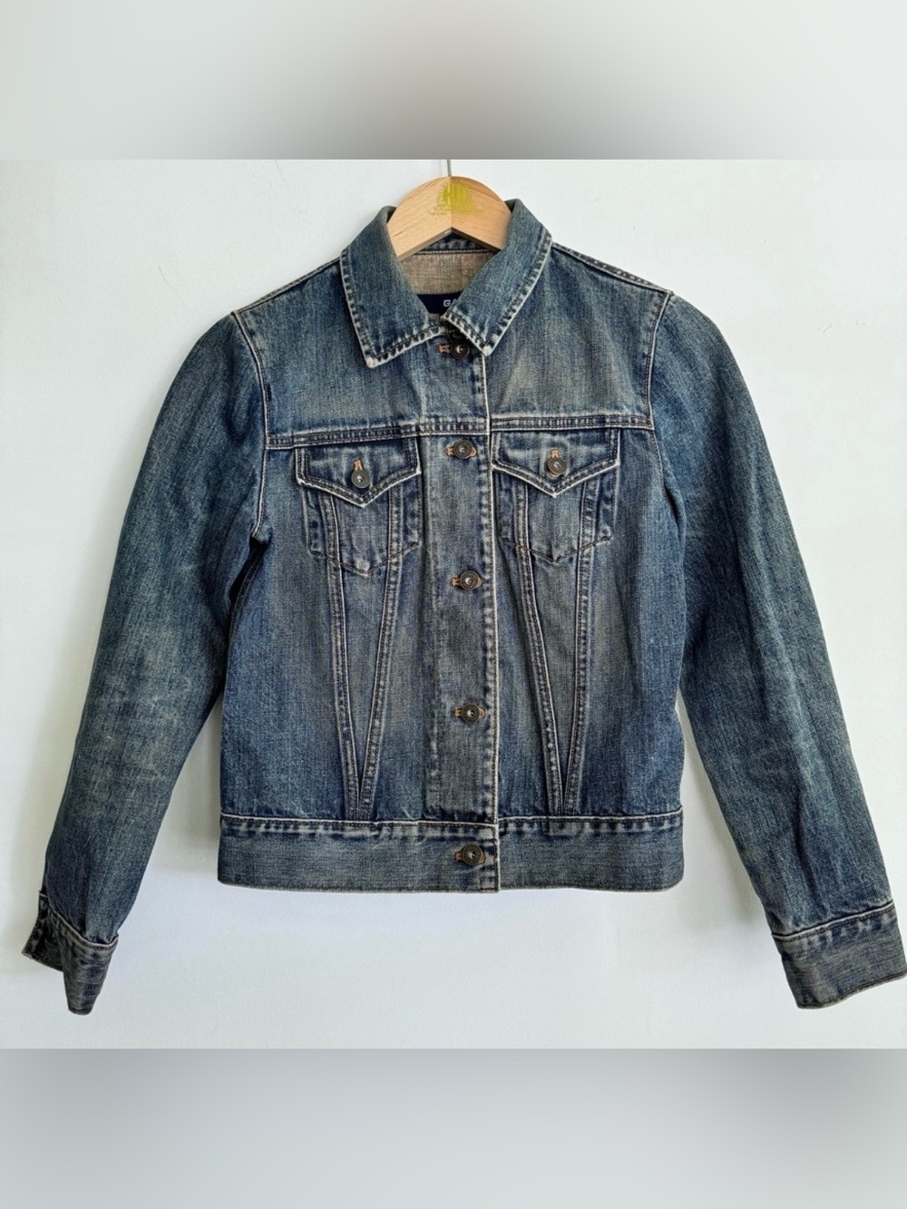 Gap Denim Jean Jacket 2000s Dark Mud Wash  Preppy Size S Y2K Vintage